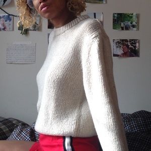 Tight Knit Cream Long Sleeve Sweater